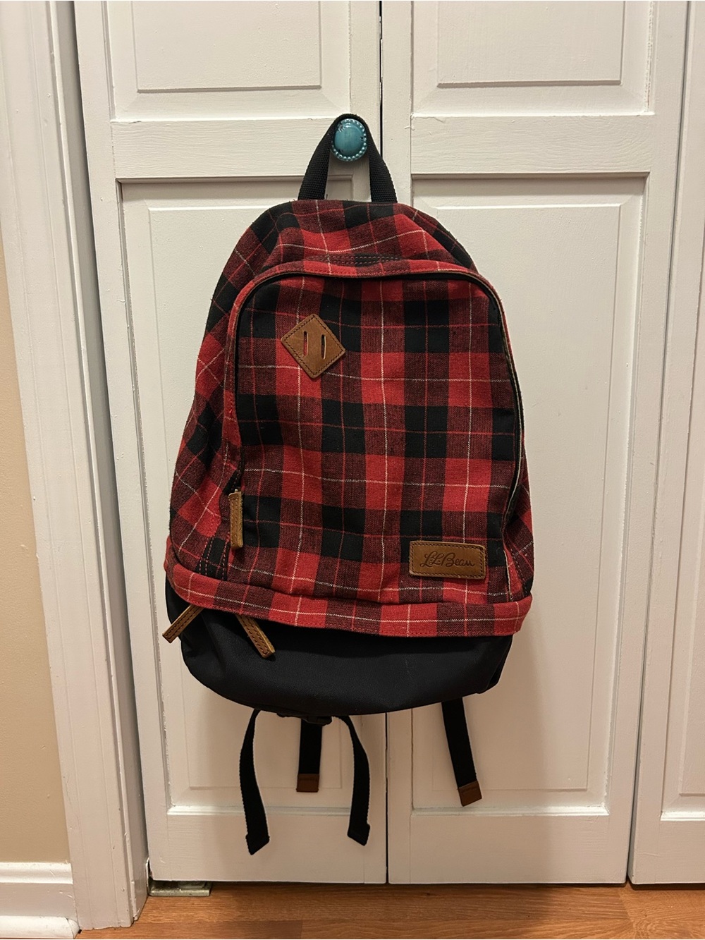 L.L. Bean Wool Blend  Red and Black Plaid Backpack Tablet/Laptop Bag